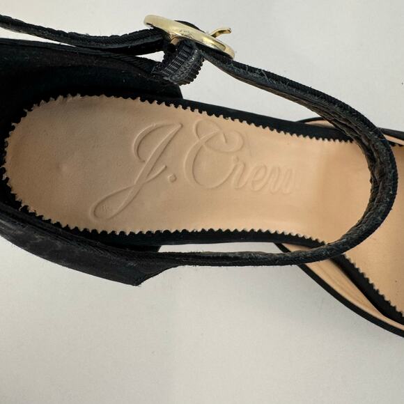 J. Crew Mille Ankle Stap Heels Mary Jane Moire Leather Black Size Size 7.5 - Picture 9 of 13